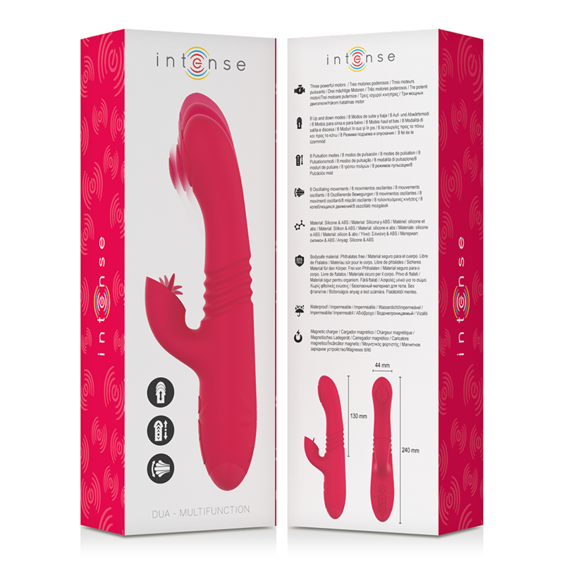 VIBRADOR DUA MULTIFUNCIÓN RECARGABLE UP & DOWN CON LENGUA ROJO - INTENSE