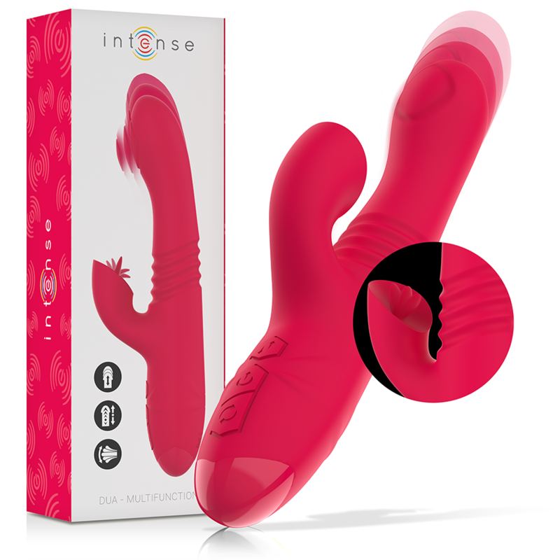 VIBRADOR DUA MULTIFUNCIÓN RECARGABLE UP & DOWN CON LENGUA ROJO - INTENSE