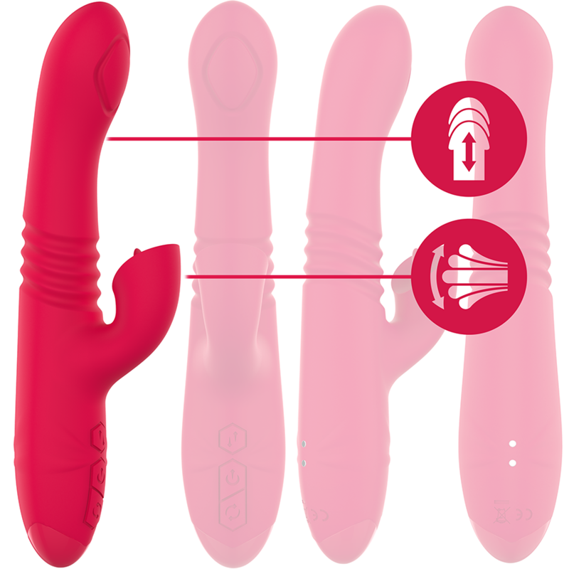 VIBRADOR DUA MULTIFUNCIÓN RECARGABLE UP & DOWN CON LENGUA ROJO - INTENSE