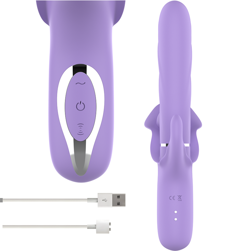 VIBRADOR BILLIE MULTIFUNCIÓN RECARGABLE SUCCIONADOR CON PULSADOR MORADO - INTENSE