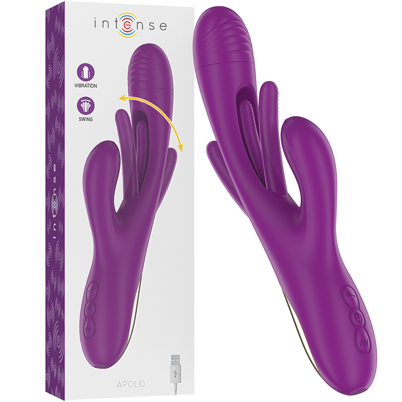 VIBRADOR APOLO MULTIFUNCIÓN RECARGABLE 7 VIBRACIONES CON LENGUA OSCILANTE MORADO - INTENSE