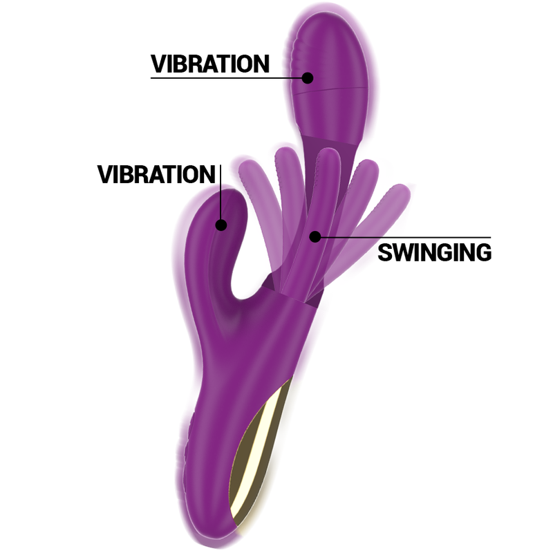 VIBRADOR APOLO MULTIFUNCIÓN RECARGABLE 7 VIBRACIONES CON LENGUA OSCILANTE MORADO - INTENSE