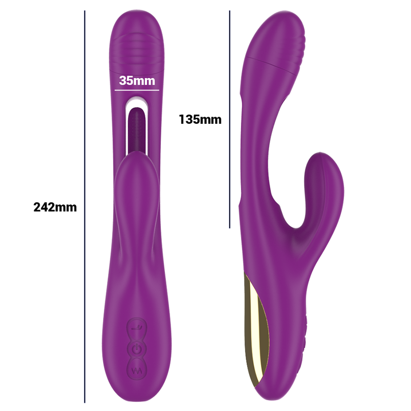VIBRADOR APOLO MULTIFUNCIÓN RECARGABLE 7 VIBRACIONES CON LENGUA OSCILANTE MORADO - INTENSE
