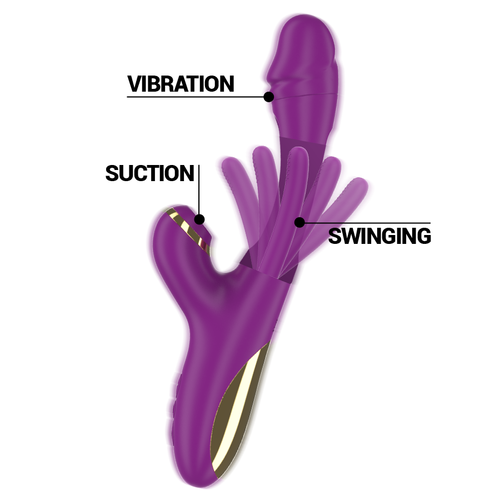 VIBRADOR ATENEO MULTIFUNCIÓN RECARGABLE 7 VIBRACIÓNES CON LENGUA OSCILANTE Y SUCCIONADOR MORADO - INTENSE