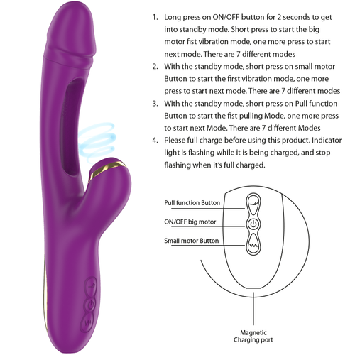 VIBRADOR ATENEO MULTIFUNCIÓN RECARGABLE 7 VIBRACIÓNES CON LENGUA OSCILANTE Y SUCCIONADOR MORADO - INTENSE