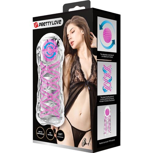MASTURBADOR MASCULINO FANTASY ESPIRAL INTERNA Y BOLAS TRANSPARENTE - PRETTY LOVE