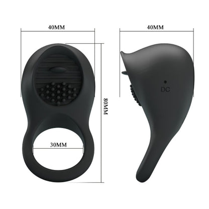 ANILLO VIBRADOR PARA PENE CON LENGUA NEGRO - PRETTY LOVE