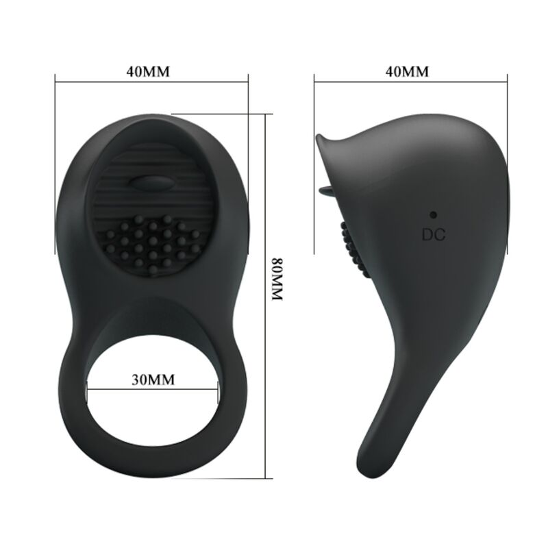 ANILLO VIBRADOR PARA PENE CON LENGUA NEGRO - PRETTY LOVE
