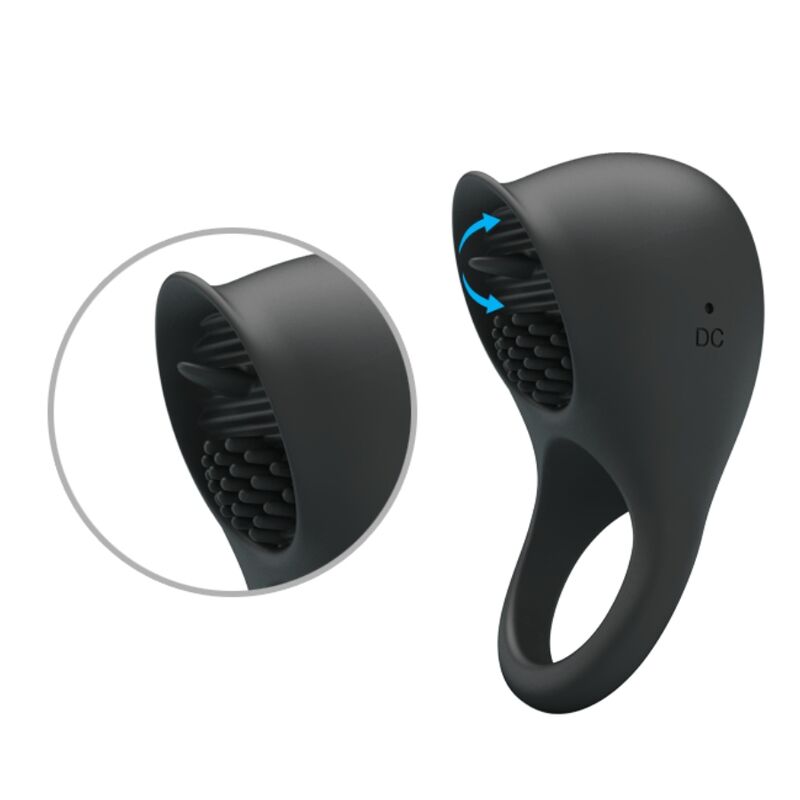ANILLO VIBRADOR PARA PENE CON LENGUA NEGRO - PRETTY LOVE