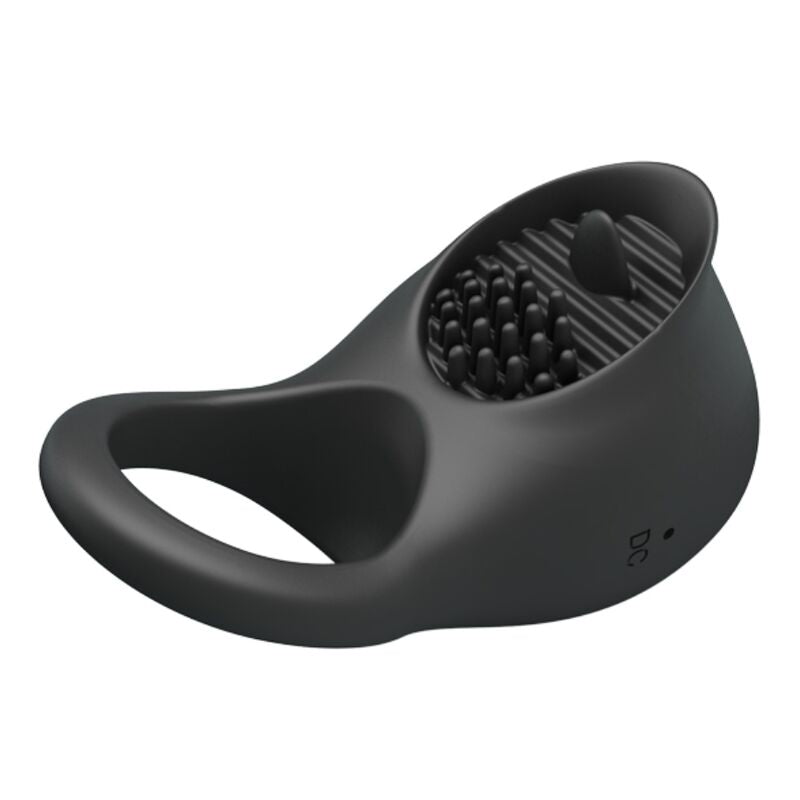 ANILLO VIBRADOR PARA PENE CON LENGUA NEGRO - PRETTY LOVE