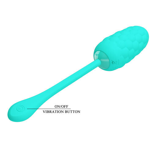 HUEVO VIBRADOR CON TEXTURA MARINA RECARGABLE VERDE AGUA - PRETTY LOVE