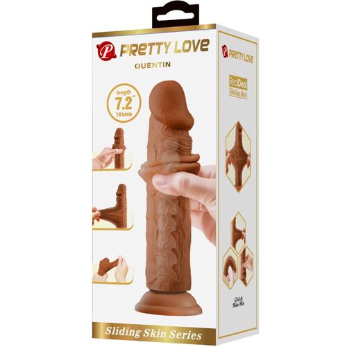 QUENTIN DILDO CON PIEL DESLIZANTE MULATO 18 CM - PRETTY LOVE