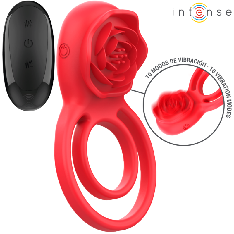ANILLO ESTIMULADOR GAIL ROSA 10 VIBRACIONES ROJO CONTROL REMOTO - INTENSE