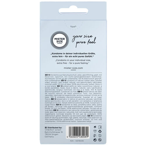 PRESERVATIVOS TALLA M 53 MM (10 UNIDADES) - MISTER SIZE