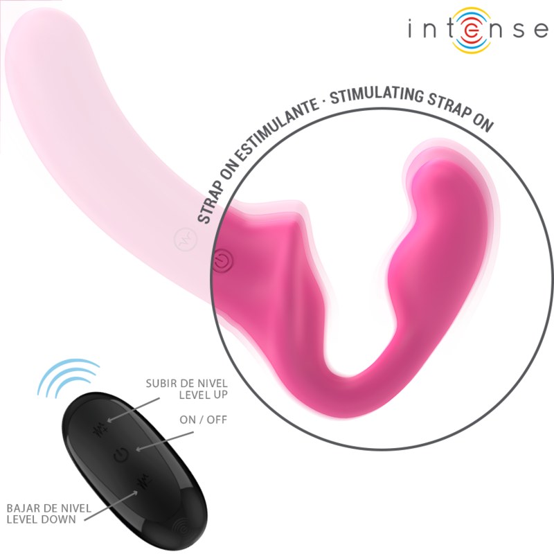 VIBRADOR AMY DOBLE 20 CM ROSA CONTROL REMOTO ARNES - INTENSE