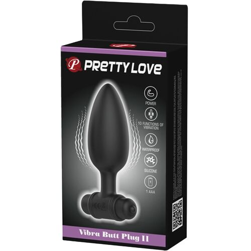 PLUG ANAL VIBRA BUTT PLUG 2. 10 VIBRACIONES NEGRO PILA - PRETTY LOVE