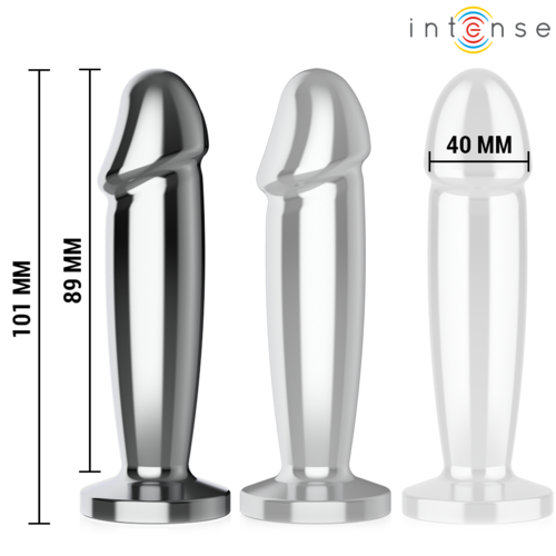 PLUG ANAL 10 VIBRACIONES METAL EN FORMA DE DILDO CON CONTROL REMOTO TALLA S / M - INTENSE