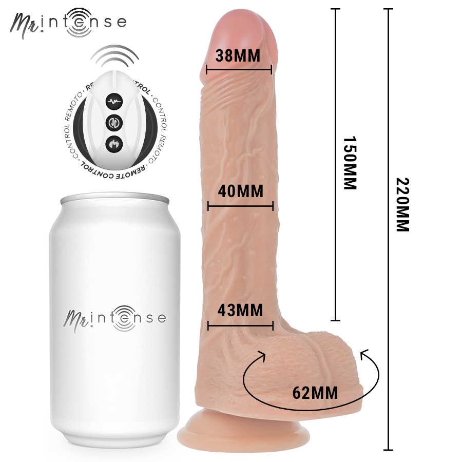 DILDO BALDWIN REALÍSTICO MULTIFUNCIÓN CON VIBRACIÓN UP AND DOWN CONTROL REMOTO 22 CM -O- 4 CM - INTENSE