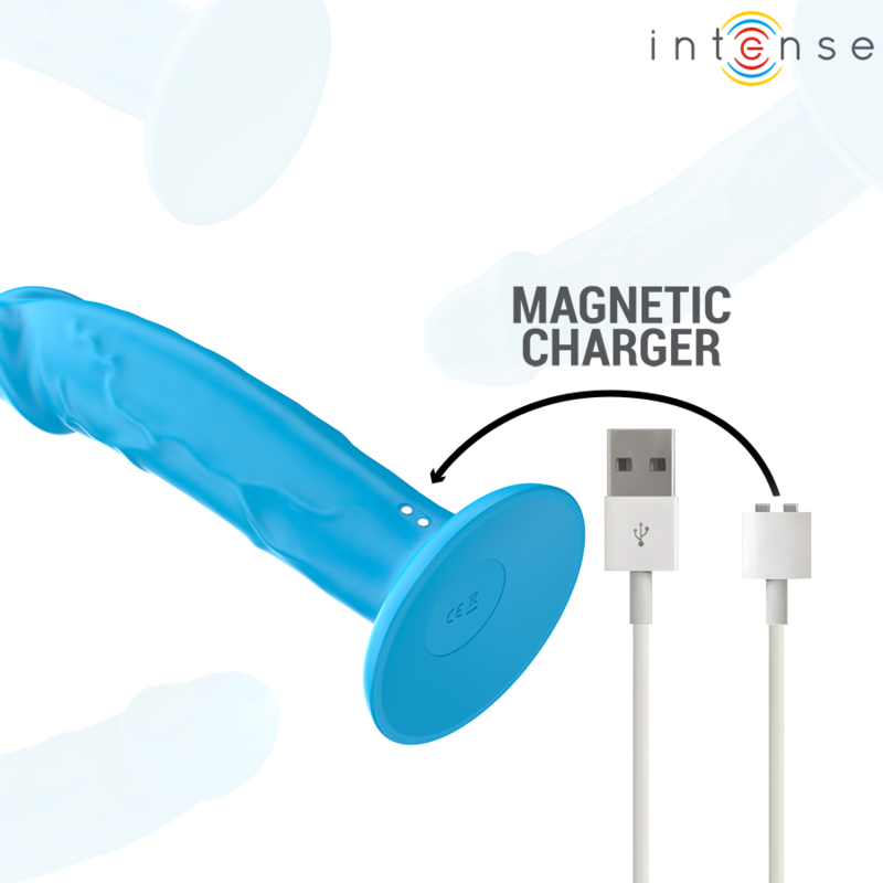 DILDO PHOEBE VIBRADOR REALÍSTICO 10 VIBRACIONES AZUL CONTROL REMOTO - INTENSE