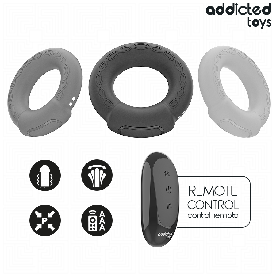 ANILLO PENE VIBRADOR EFECTO CALOR CONTROL REMOTO - ADDICTED TOYS