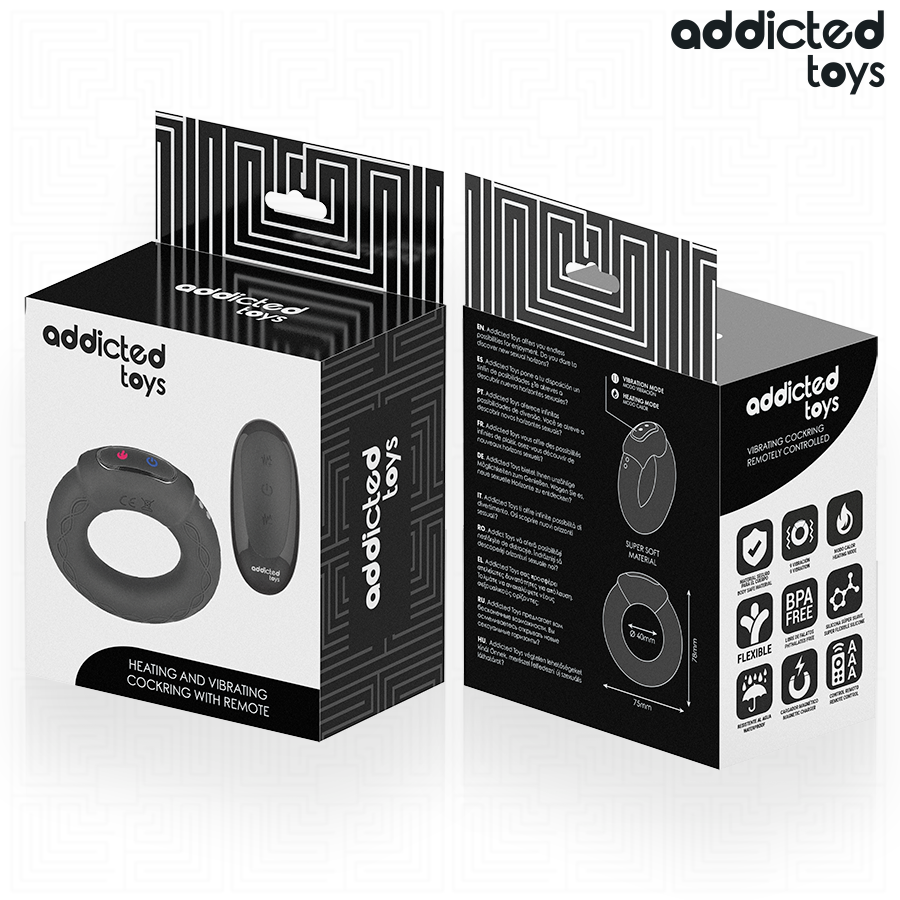 ANILLO PENE VIBRADOR EFECTO CALOR CONTROL REMOTO - ADDICTED TOYS