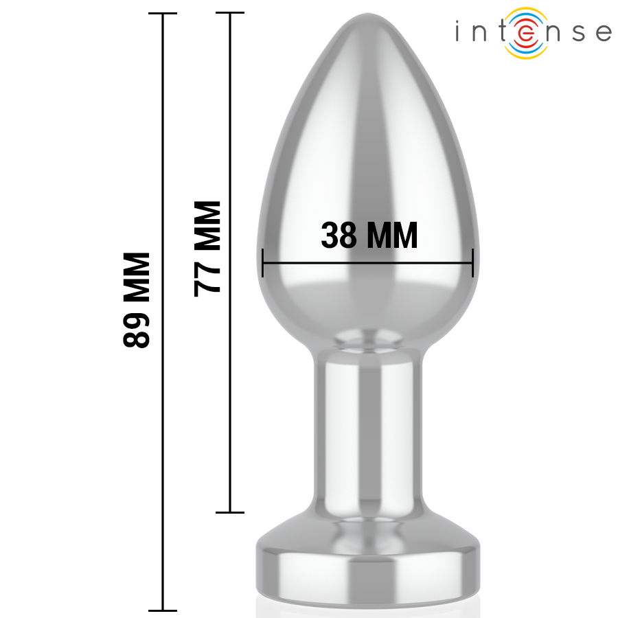 PLUG ANAL  DE METAL VIBRADOR CON LUCES LED MULTICOLOR Y CONTROL REMOTO TALLA S / M - INTENSE