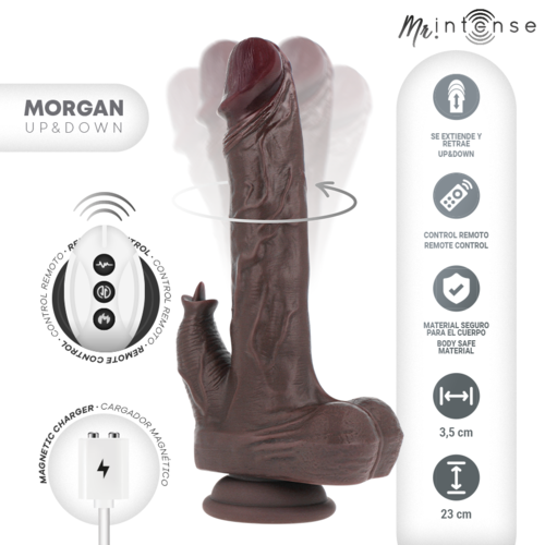 DILDO MORGAN REALÍSTICO MULTIFUNCIÓN CON VIBRACIÓN Y UP AND DOWN CLITORIS CONTROL REMOTO 23 CM -O- 3.5 CM - INTENSE