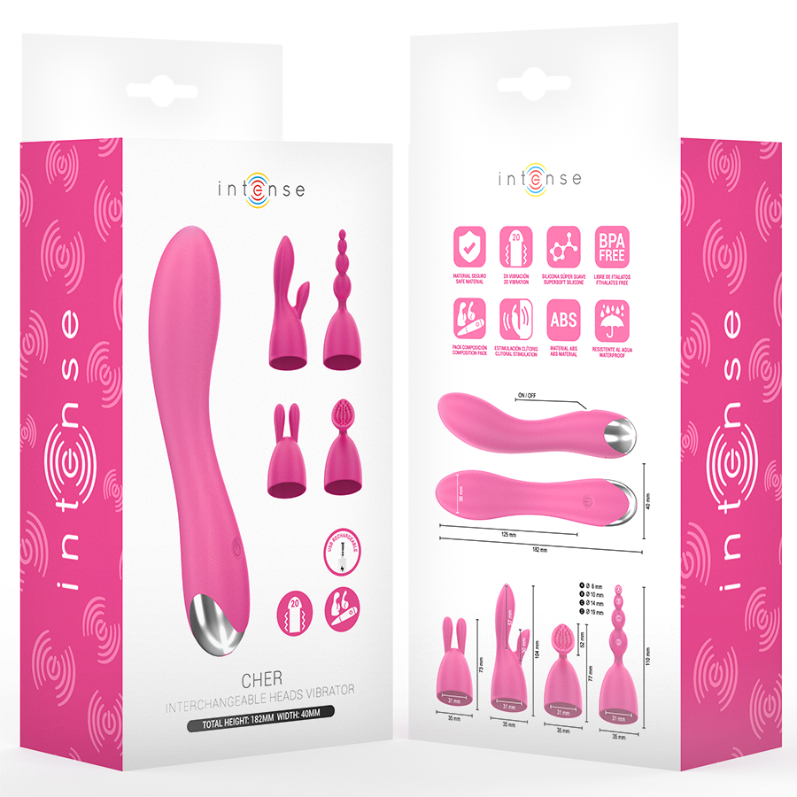 VIBRADOR CHER 20 PATRONES CON CABEZALES INTERCAMBIABLES - INTENSE