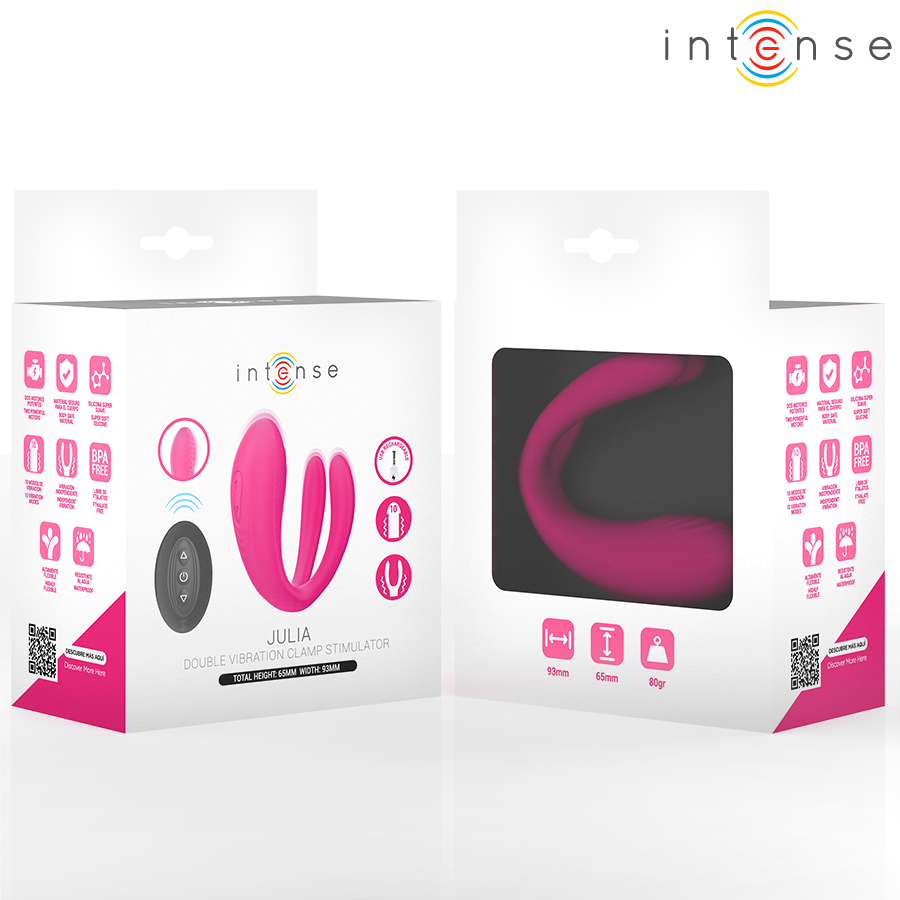 VIBRADOR JULIA & ESTIMULADOR DE PINZAS CONTROL REMOTO - INTENSE