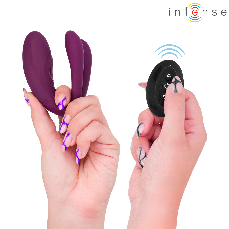 VIBRADOR SANDRA & ESTIMULADOR DE PINZAS CON GOLPETEO CONTROL REMOTO - INTENSE