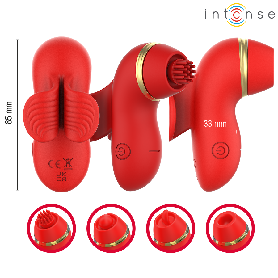 ESTIMULADOR PATTY CON 4 CABEZALES, SUCCIÓN, TAPPING, TICKLING Y LICKING - INTENSE