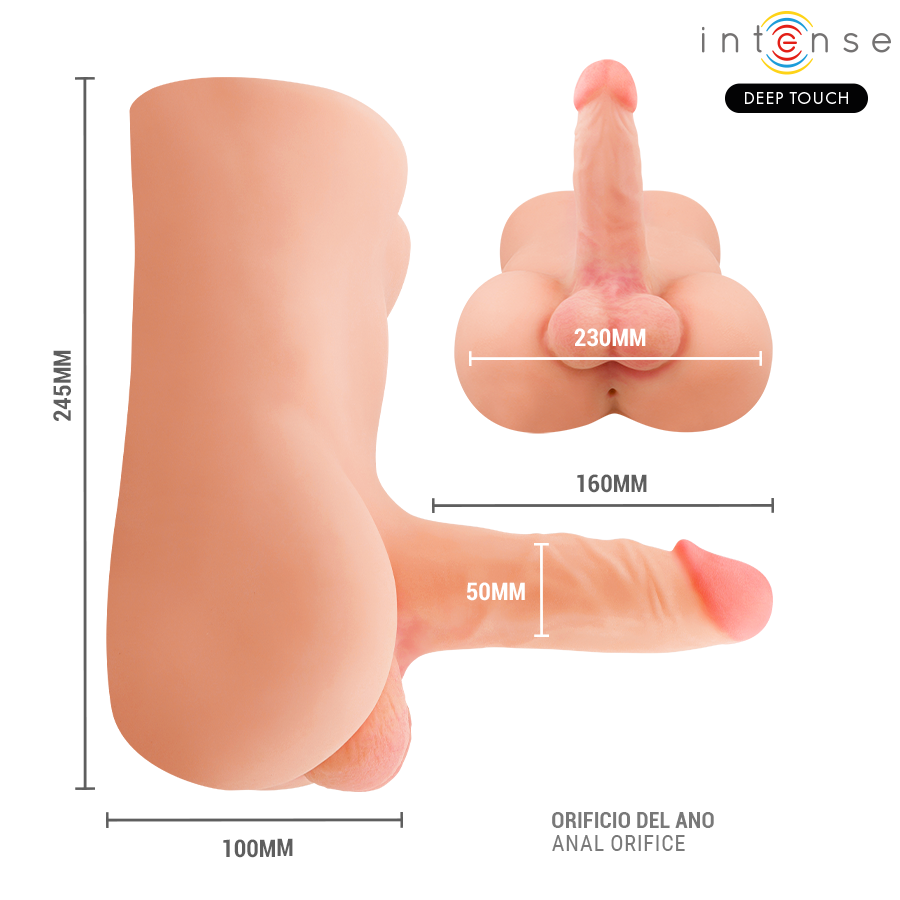 TORSO DAMIEN CON DILDO REALÍSTICO CON EMPUJE Y VIBRACIÓN CONTROL REMOTO 3.5 KG - INTENSE