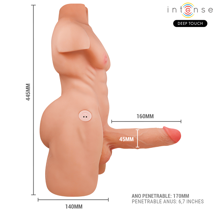 TORSO MARTY CON ANO Y DILDO REALÍSTICO CON EMPUJE Y VIBRACIÓN CONTROL REMOTO 6.2 KG - INTENSE