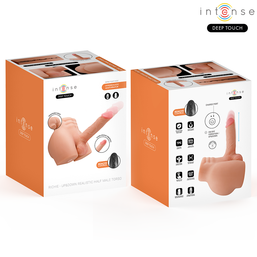 TORSO RICHIE CON ANO Y DILDO REALÍSTICO CON EMPUJE Y VIBRACIÓN CONTROL REMOTO 4.7 KG - INTENSE