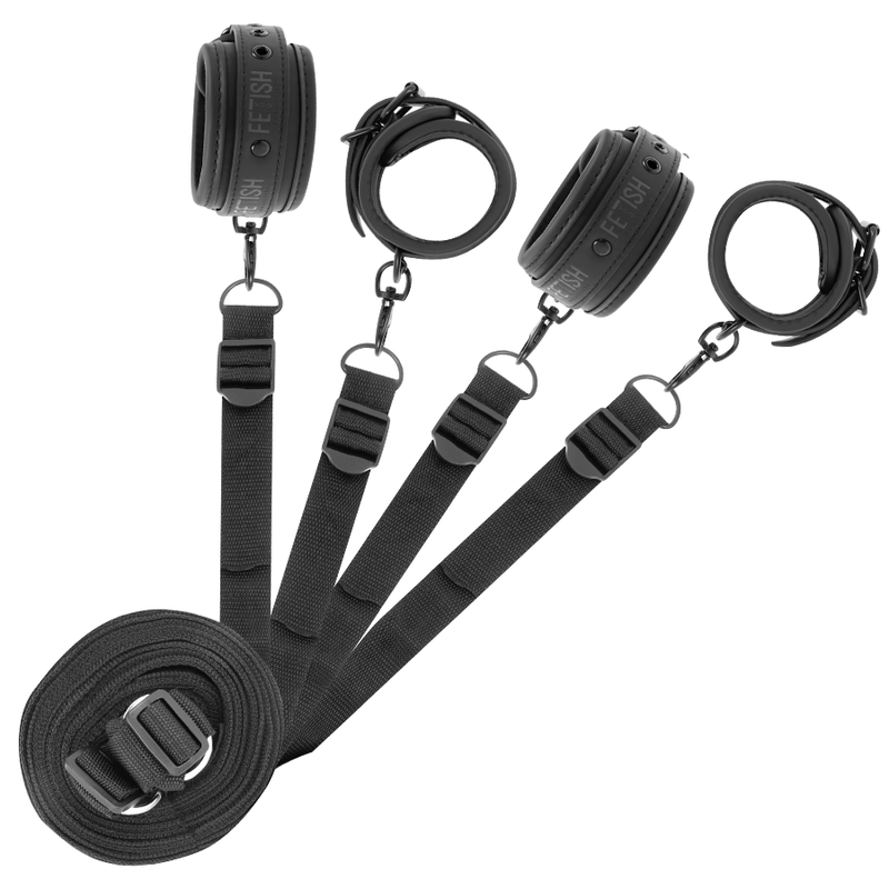 SET DE ESPOSAS Y ATADURAS CON FORRO DE NEOPRENO CAMA - FETISH SUBMISSIVE