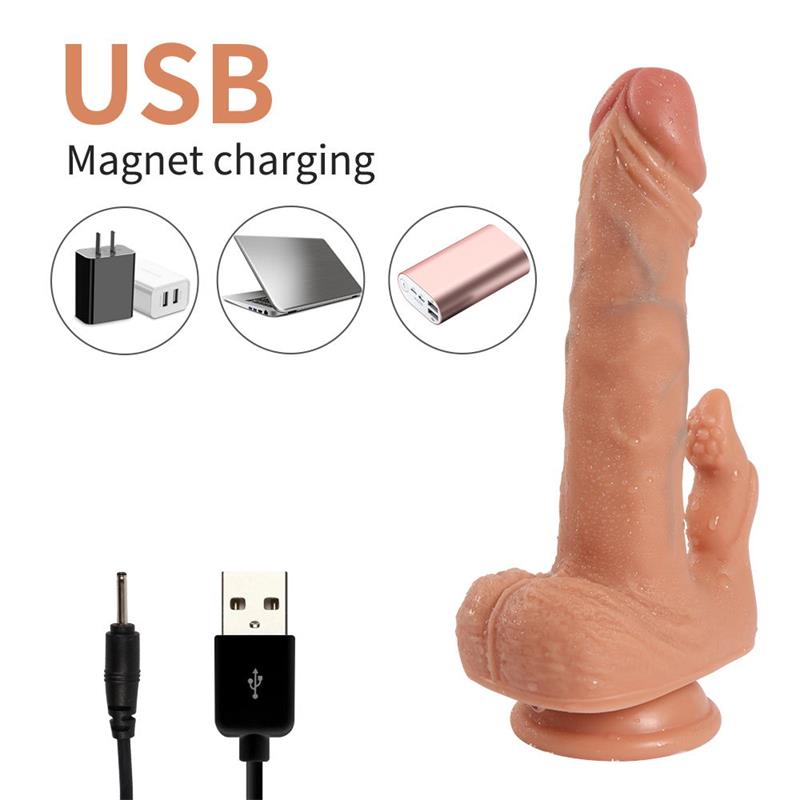 Dildo Julian con 20 Modos de Vibración y Estimlador de Clítoris 21.5cm - SHEQU