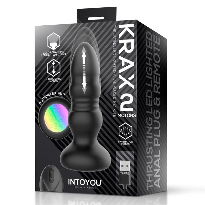Plug Anal Krax con Vibración, Thrusting y Luz Led con Control Remoto - INTOYOU