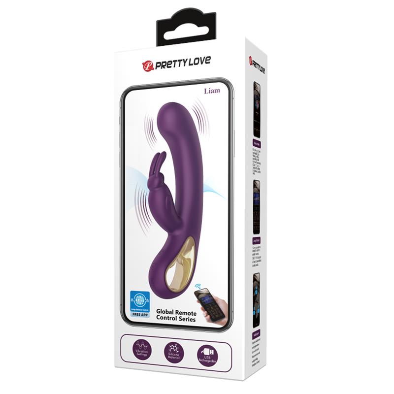 Vibrador Liam Punto G Silicona con APP Morado - PRETTYLOVE