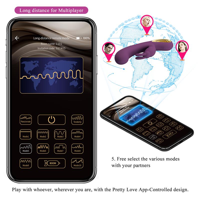 Vibrador Liam Punto G Silicona con APP Morado - PRETTYLOVE