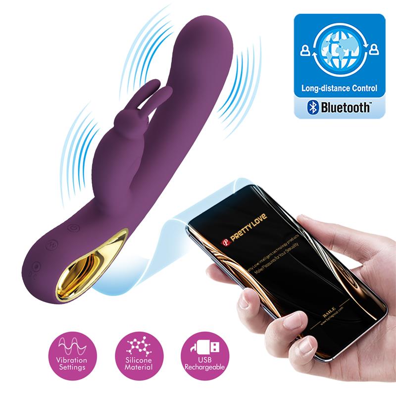 Vibrador Liam Punto G Silicona con APP Morado - PRETTYLOVE