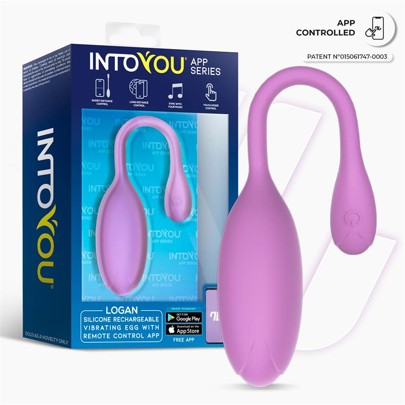 Huevo Logan Vibrador con APP Silicona Unibody Púrpura - INTOYOU APP SERIES