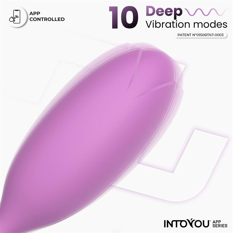 Huevo Logan Vibrador con APP Silicona Unibody Púrpura - INTOYOU APP SERIES