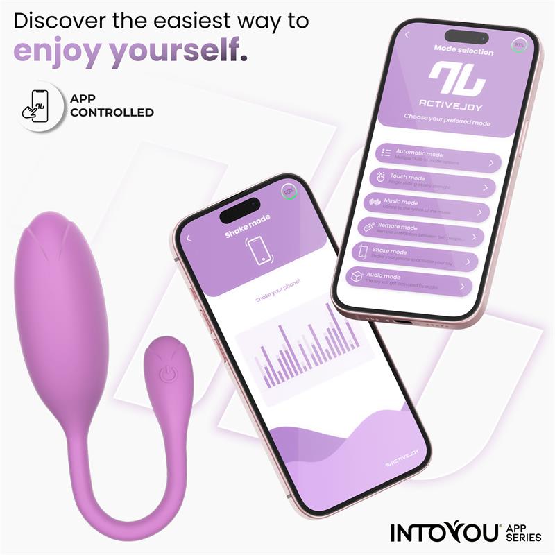 Huevo Logan Vibrador con APP Silicona Unibody Púrpura - INTOYOU APP SERIES