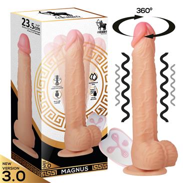 MAGNUS 3.0 24CM DILDO REALISTA VIBRADOR Y ROTADOR CONTROL REMOTO SILICONA LÍQUIDA - CENTAURO
