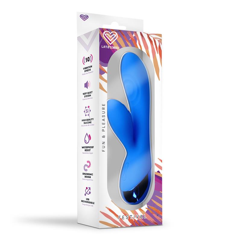 Vibrador Marna USB Azul - FESTIVAL - LATETOBED