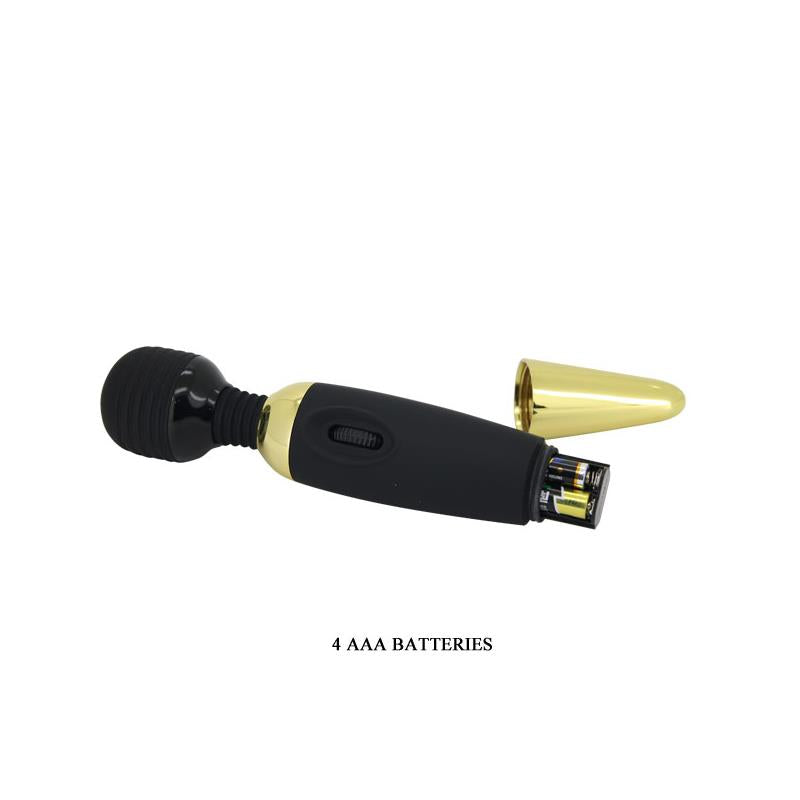 Masajeador Pretty Love Power Wand Negro y Dorado PILA - PRETTYLOVE