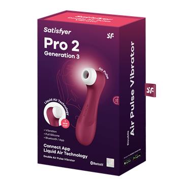 SATISFYER Pro 2 Gen 3 Liquid Air Technology Succión y Vibración App Connect Wine Red - Rojo Vino