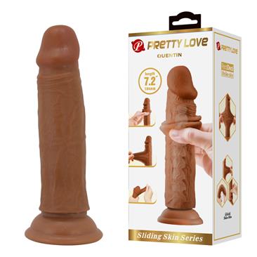 QUENTIN DILDO CON PIEL DESLIZANTE MULATO 18 CM - PRETTY LOVE