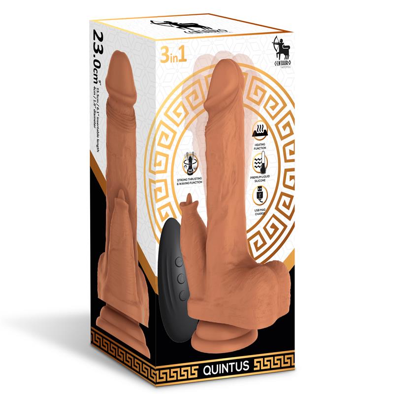 Dildo Quintus con Vibración, Thrusting y Waving 360º 9" - 23 cm - CENTAURO