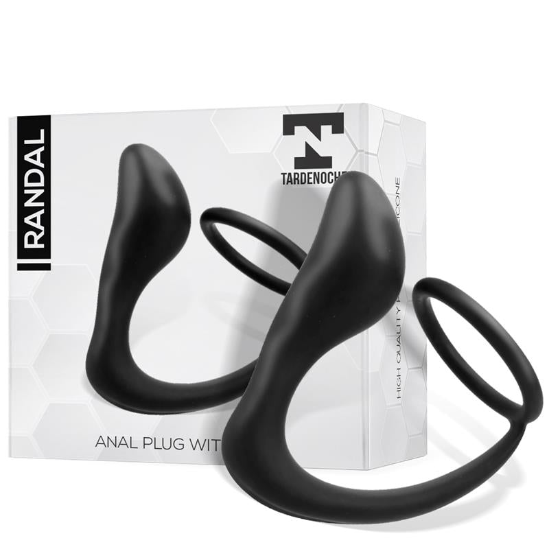 Plug Anal Randal con Anillo para el Pene Silicona Negro - TARDENOCHE